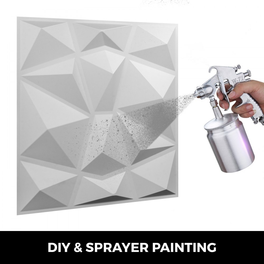 VEVOR Paquete de 13 paneles de PVC 3D ondulados de 19,7 x 19,7 pulgadas, color blanco diamante, para decoración de paredes interiores. Azulejos de pared 3D texturizados, 32 pies cuadrados.