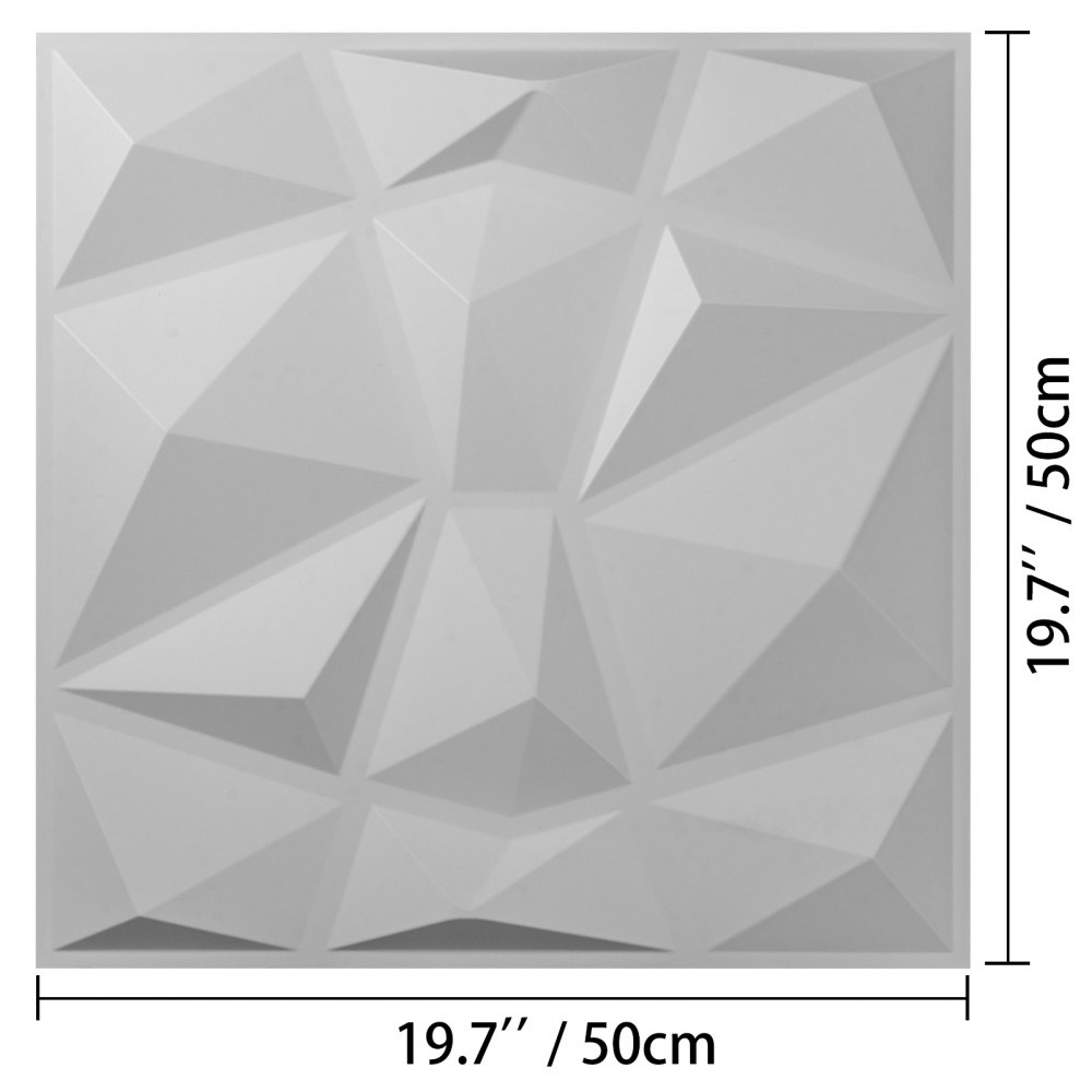 VEVOR Paquete de 13 paneles de PVC 3D ondulados de 19,7 x 19,7 pulgadas, color blanco diamante, para decoración de paredes interiores. Azulejos de pared 3D texturizados, 32 pies cuadrados.