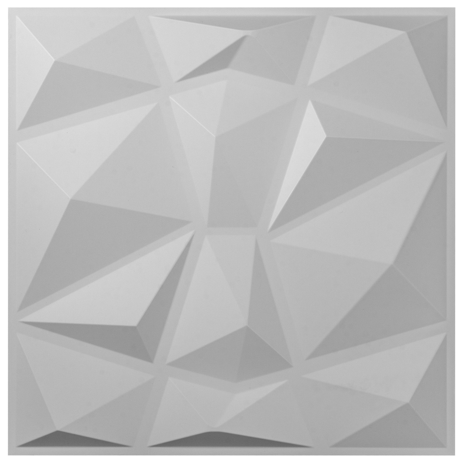Diseño geométrico en paneles de pared 3D VEVOR con patrones triangulares en blanco.