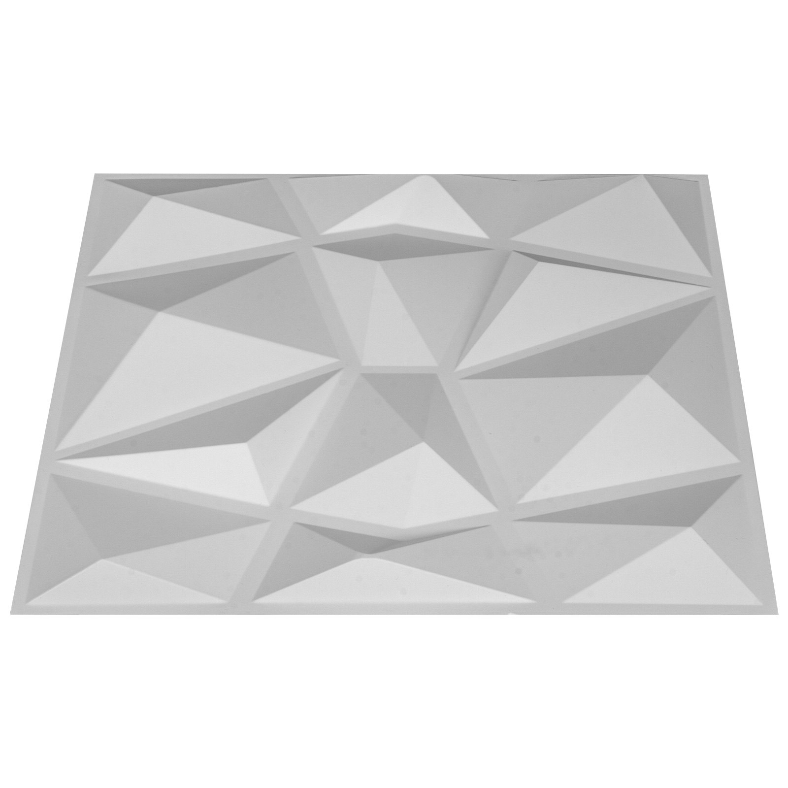 Paneles de pared 3D VEVOR con patrones geométricos triangulares en color blanco.