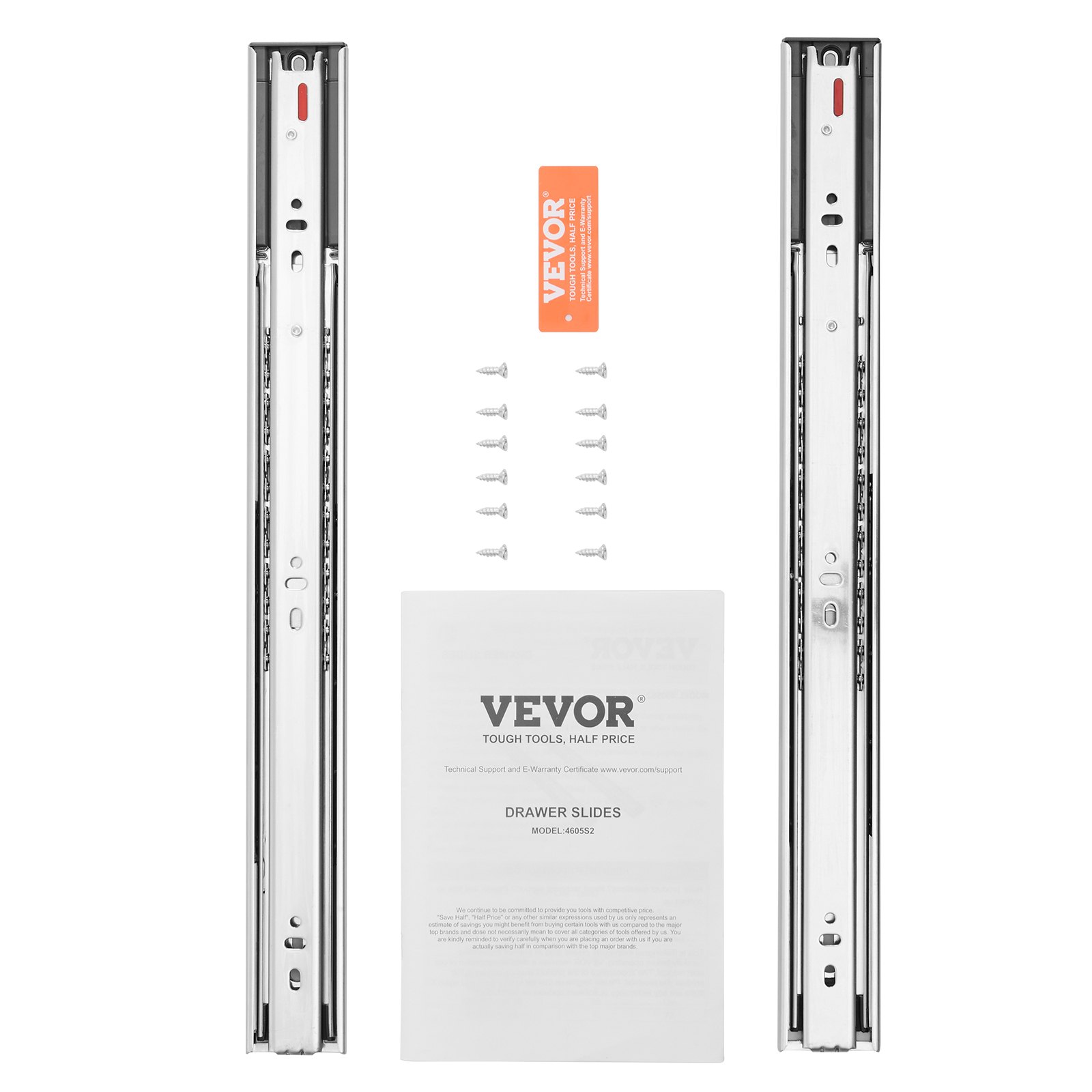 VEVOR - 10 pares de rieles laterales para cajones de 18 pulgadas, rieles de acero de extensión completa de alta resistencia, guías silenciosas de cierre suave para gabinetes de cocina con rodamientos de bolas, capacidad de carga de 100 lb