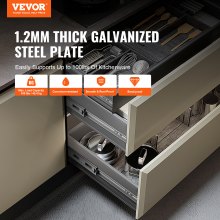 VEVOR 6 pares de rieles de montaje lateral para cajones de 16 pulgadas, riel de acero de extensión completa resistente, guía silenciosa de cierre suave, guías para gabinete de cocina con rodamiento de bolas, capacidad de carga de 100 libras