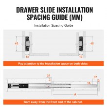 VEVOR 6 pares de rieles de montaje lateral para cajones de 16 pulgadas, riel de acero de extensión completa resistente, guía silenciosa de cierre suave, guías para gabinete de cocina con rodamiento de bolas, capacidad de carga de 100 libras