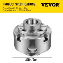VEVOR - Portabrocas de torno de madera de 2,75 pulgadas, juego de portabrocas de torno con llave autocentrante de precisión de 4 mordazas, portabrocas de torno de rosca de 1 pulgada x 8TPI, mordazas de portabrocas de torneado de madera, accesorios de torno de madera para cuencos, jarrones