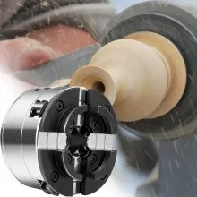 VEVOR Portabrocas de torno de madera, Portabrocas de torneado de madera de 3,75 pulgadas, Portabrocas de engranajes de 4 mordazas, Mini portabrocas de rosca de 1 pulgada x 8TPI, Mordazas de portabroca