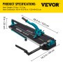 Cortadora de azulejos VEVOR de 40 pulgadas con un solo riel y soportes dobles, cortadora manual de azulejos de 3/5 pulgadas con láser de precisión, herramientas manuales para cortes de precisión (40 pulgadas)