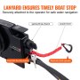 Control de acelerador de embarcación VEVOR con cordón de seguridad, interruptor de encendido/estrangulador y llave de parada de emergencia.