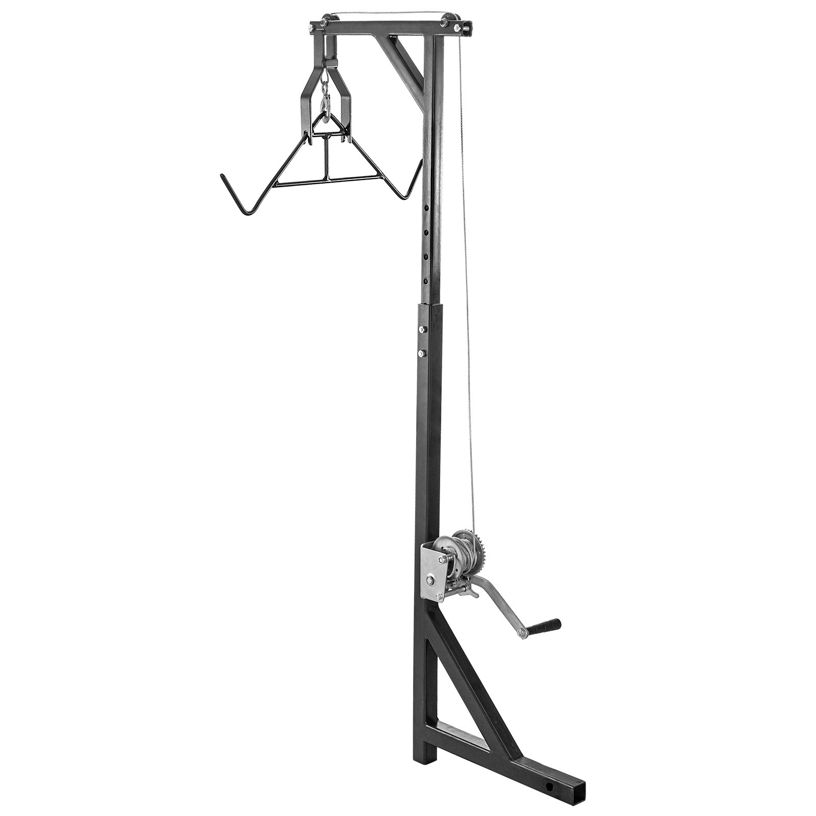VEVOR Elevador de ciervo montado en enganche, capacidad de 300 libras, elevador de juego de enganche, elevador de ciervo de enganche de camión de 2 pulgadas con elevador de cabrestante y juego de Gambrel, altura ajustable, colgador de acero resistente para caza, carga