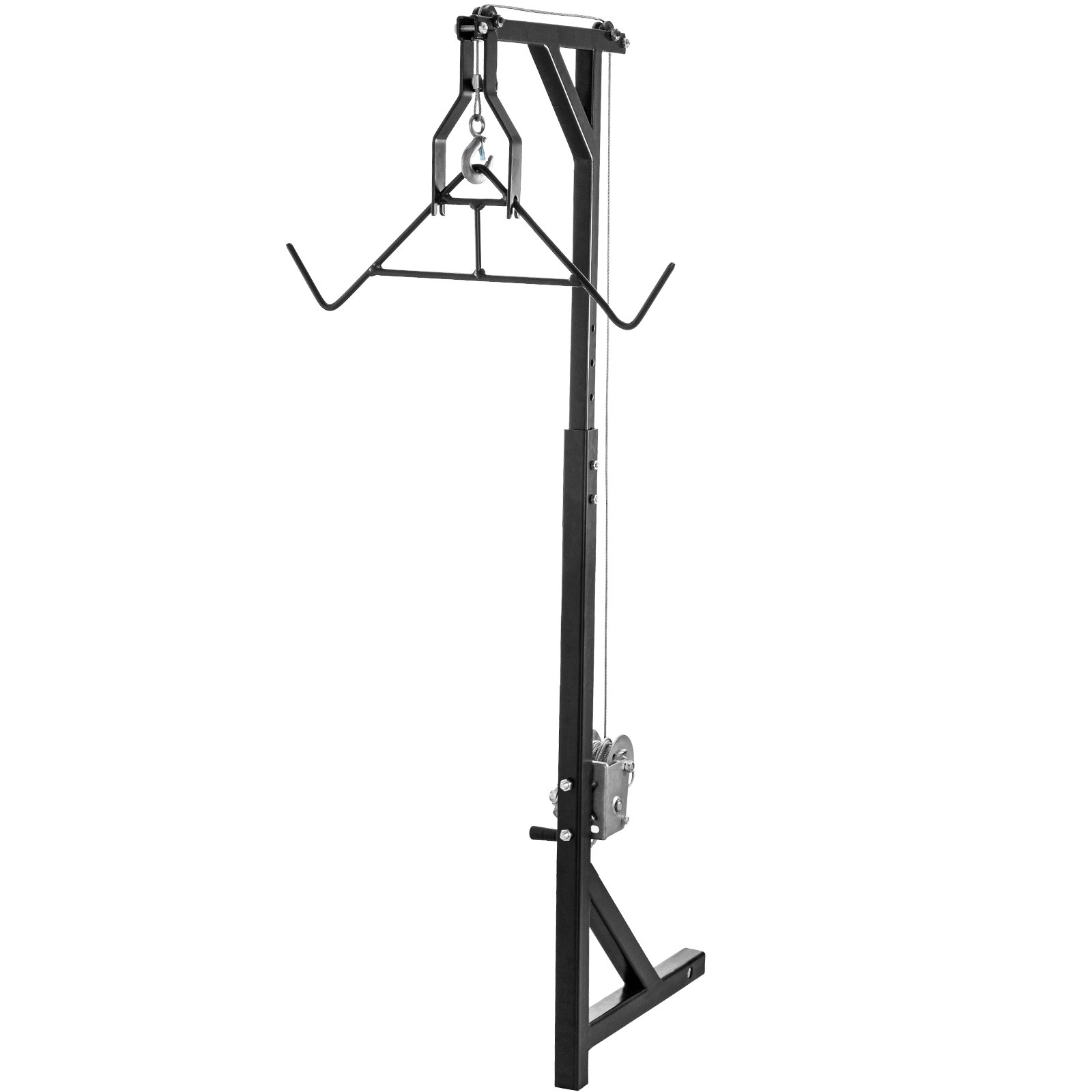 VEVOR Elevador de ciervo montado en enganche, capacidad de 300 libras, elevador de juego de enganche, elevador de ciervo de enganche de camión de 2 pulgadas con elevador de cabrestante y juego de Gambrel, altura ajustable, colgador de acero resistente para caza, carga