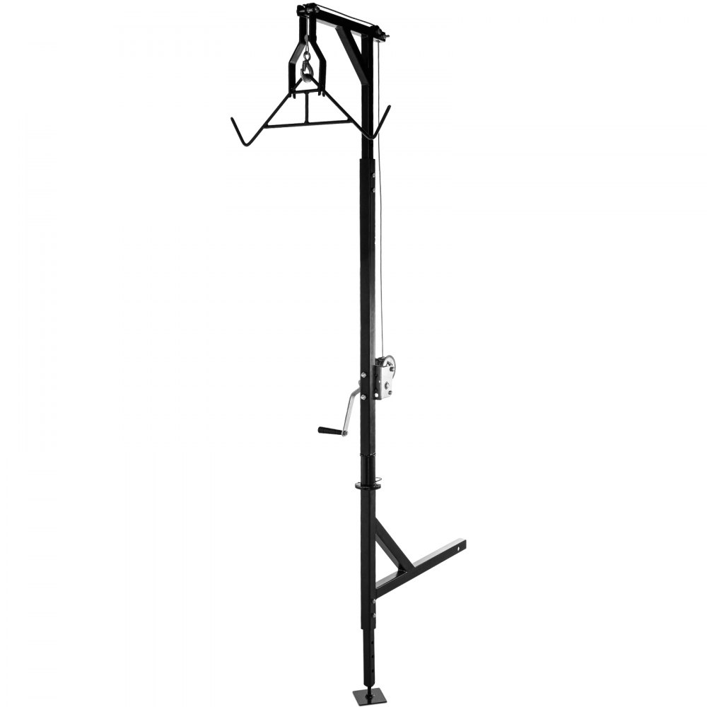 VEVOR - Polipasto para ciervos con enganche, capacidad de 400 lb, polipasto para ciervos con enganche de camión de 2' con juego de elevación de cabrestante, base de pie, altura ajustable y giro de 360 grados para cazar y colgar.