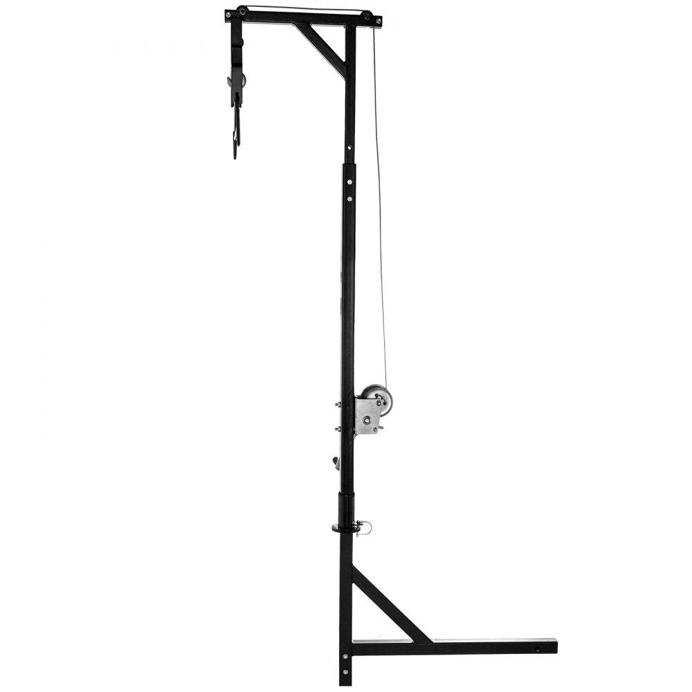 VEVOR - Polipasto de enganche para ciervos, capacidad de 227 kg, polipasto de enganche para camión de 60 cm con cabrestante y juego de ganchos, altura ajustable, percha de acero resistente para caza y carga