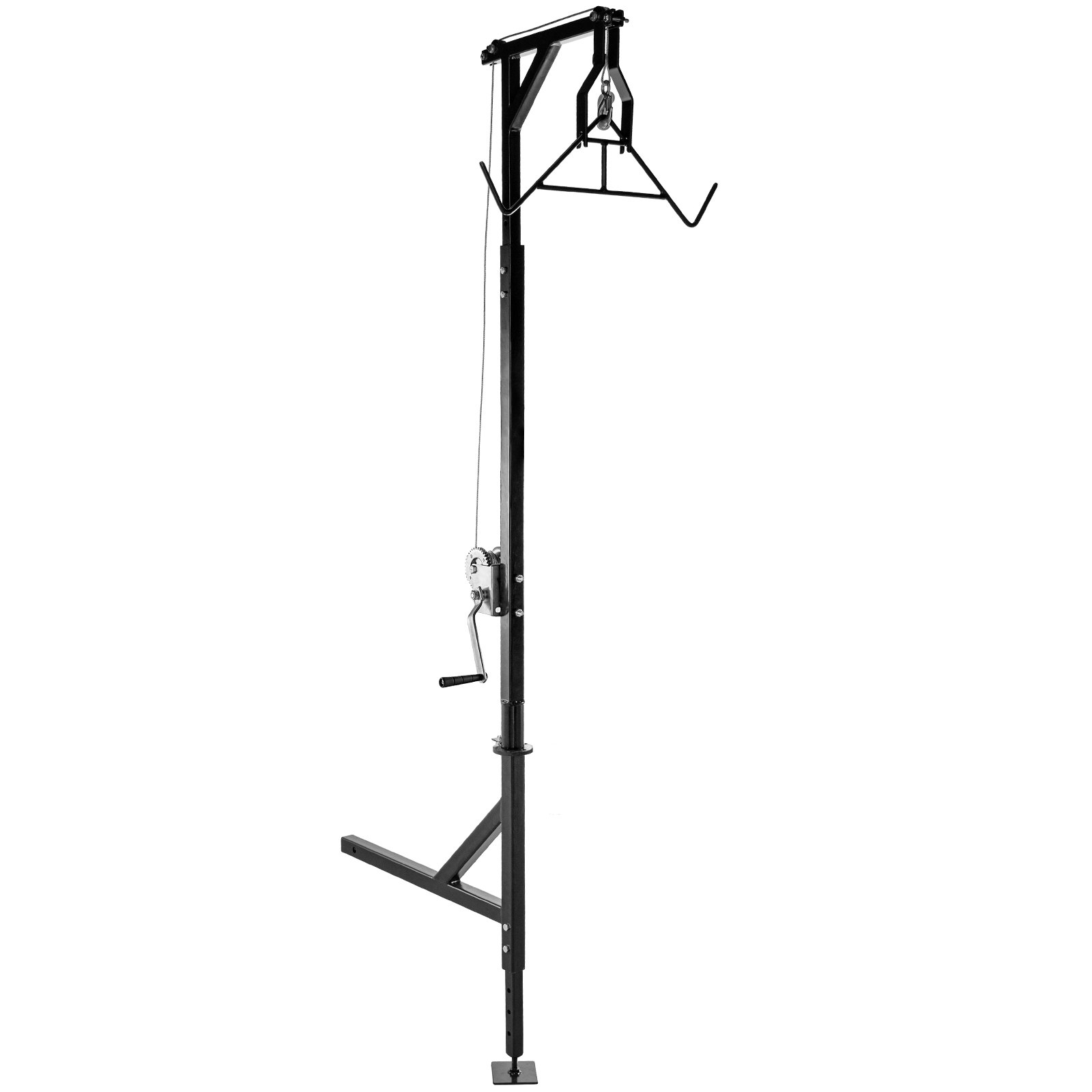 VEVOR Elevador de ciervo montado en enganche, capacidad de 600 libras, elevador de juego de enganche, elevador de ciervo de enganche de camión de 2 pulgadas con juego de elevador de cabrestante, base de pie, altura ajustable y giro de 360 grados para cazar, colgar