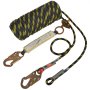 Conjunto de línea de vida vertical VEVOR negro y amarillo con ganchos y cordón de seguridad.