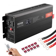 VEVOR Inversor de onda sinusoidal pura, 3000 vatios, inversor de corriente CC 12 V a CA 120 V con 2 salidas CA 2 puertos USB 1 puerto tipo C, pantalla LCD y control remoto para electrodomésticos grandes, certificado CE FCC