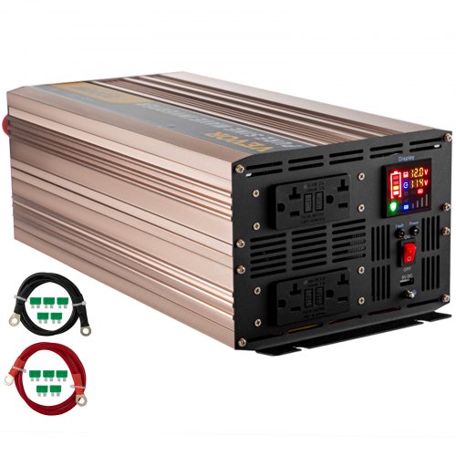 Inversor de corriente de onda sinusoidal pura VEVOR 3000W DC12V a AC110V Convertidor LCD