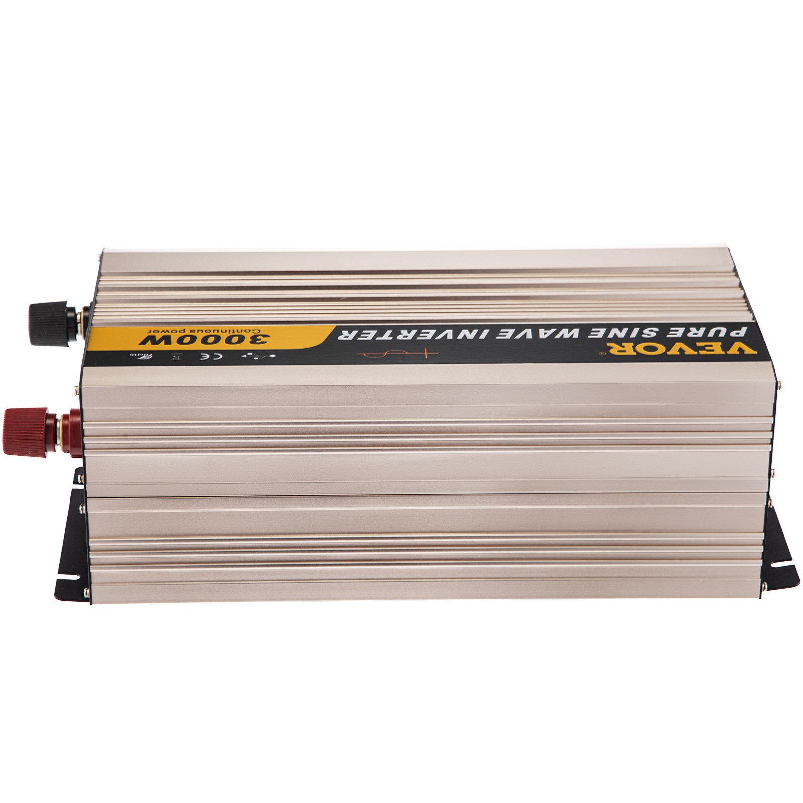 Inversor de onda sinusoidal pura VEVOR con potencia continua de 3000 W en un elegante diseño metálico.