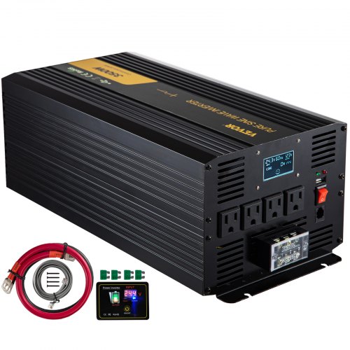 Inversor de corriente de onda sinusoidal pura VEVOR 3500W DC24V a AC120V inversor LCD
