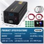 Tuspuzz Inversor de corriente de onda sinusoidal pura VEVOR 5000W DC12V a AC120V inversor LCD