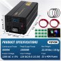 Tuspuzz Inversor de corriente de onda sinusoidal pura VEVOR 5000W DC12V a AC120V inversor LCD