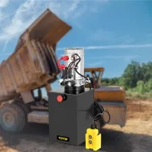 Remolque volquete VEVOR de 12 V, depósito de acero de acción simple de 13 cuartos, unidad de potencia de 3200 PSI con control remoto, bomba hidráulica de 12 voltios, negro