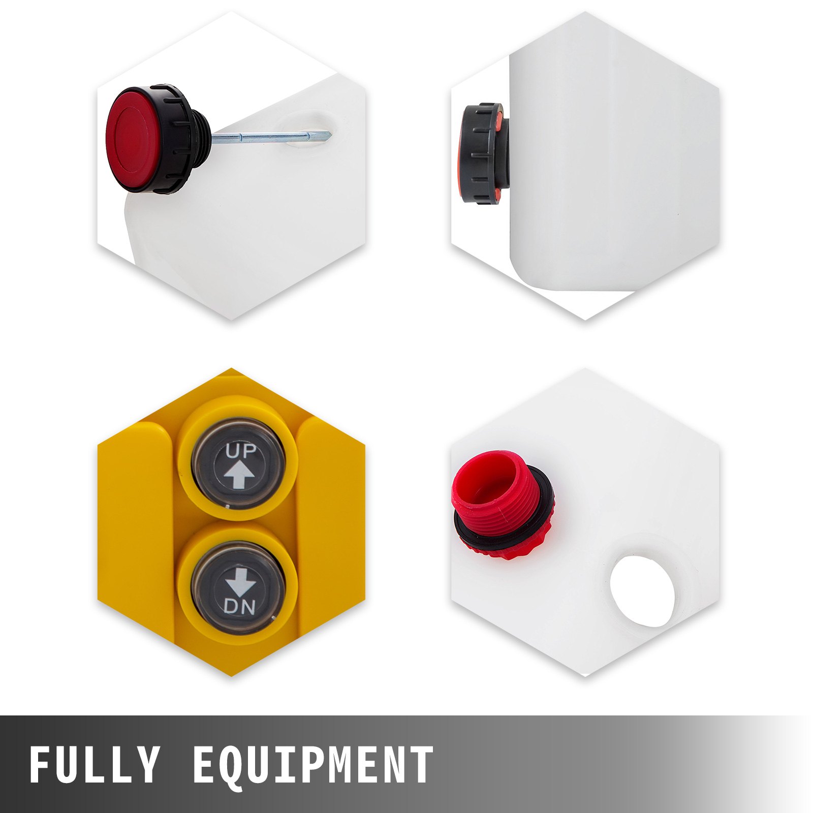 VEVOR Unidad de potencia hidráulica de bomba hidráulica de 6 cuartos (plástico, 6 cuartos/doble acción) Blanco