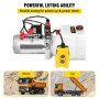 VEVOR Bomba Hidráulica 3 Cuartos Unidad de Potencia Hidráulica Bomba Hidráulica de Doble Efecto para Volquete Elevador de Coches 12V DC Depósito de Aceite de Plástico (Plástico, Doble Efecto)