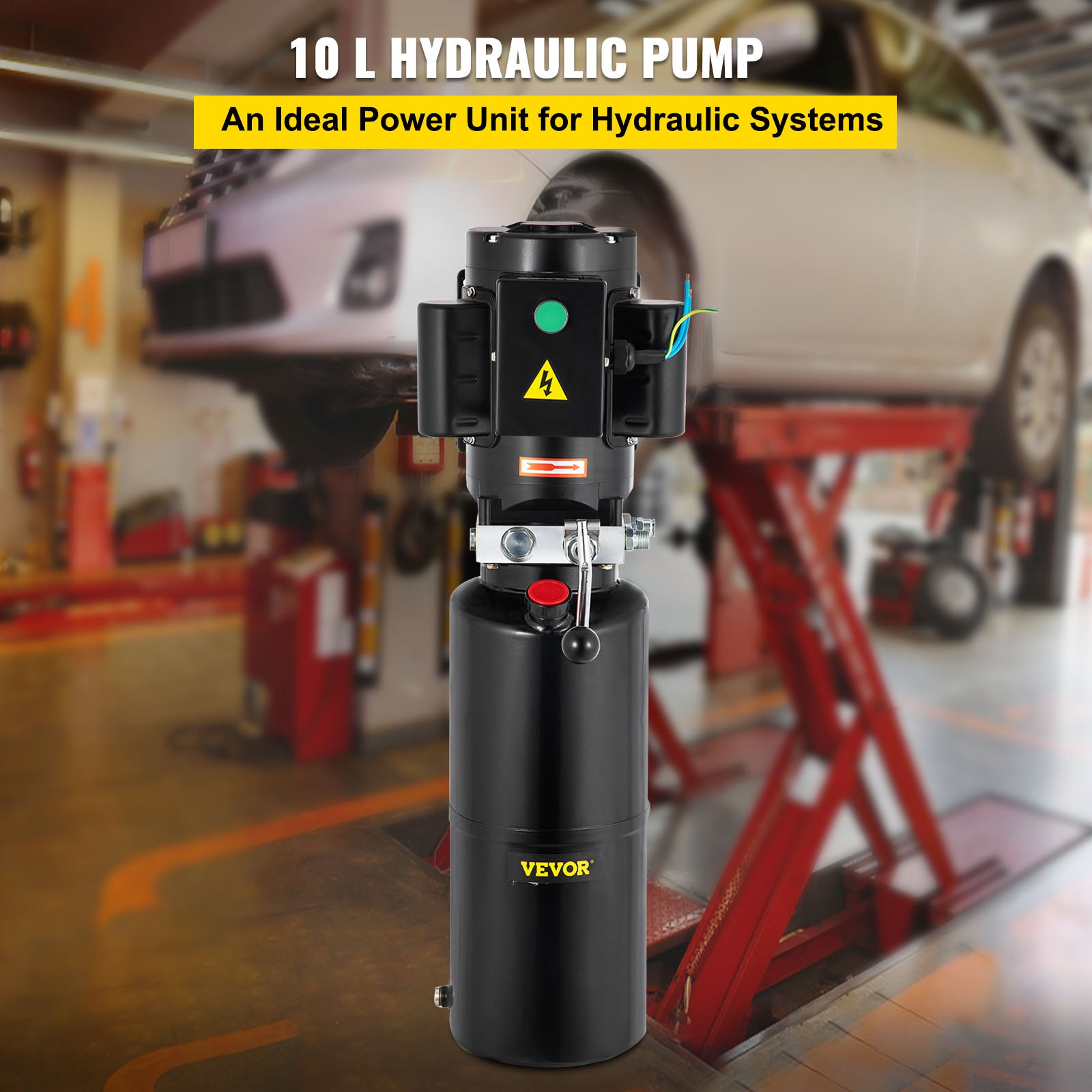 Unidad de potencia hidráulica VEVOR de 110 V y 2,64 galones, bomba hidráulica automotriz, elevador de remolque volquete, elevador montado en vehículo, taller de reparación de automóviles, unidad de potencia para elevadores de dos y cuatro postes, polipasto automático.