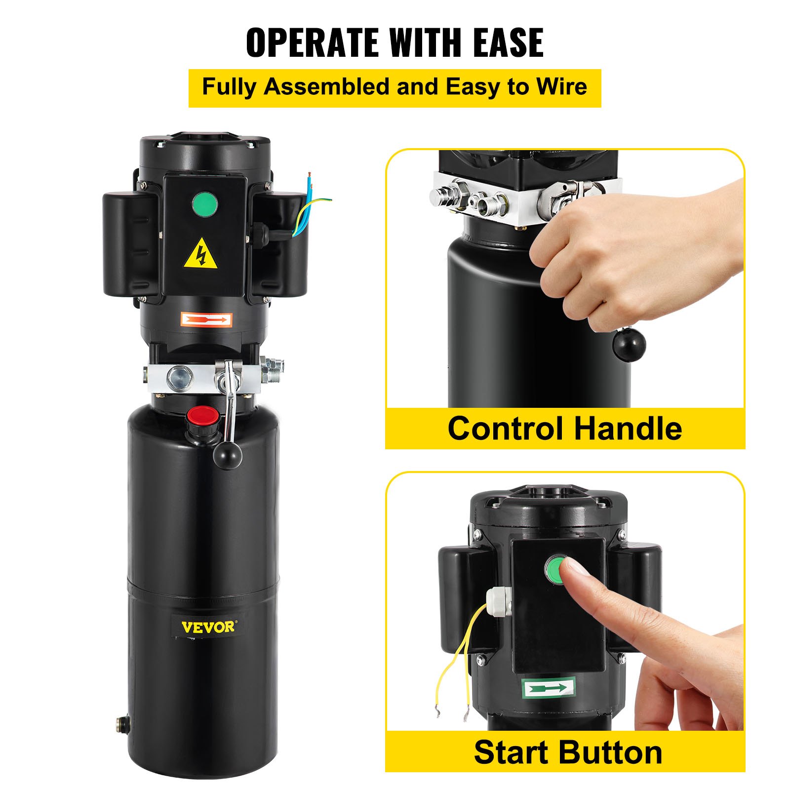 Unidad de potencia hidráulica VEVOR de 110 V y 2,64 galones, bomba hidráulica automotriz, elevador de remolque volquete, elevador montado en vehículo, taller de reparación de automóviles, unidad de potencia para elevadores de dos y cuatro postes, polipasto automático.