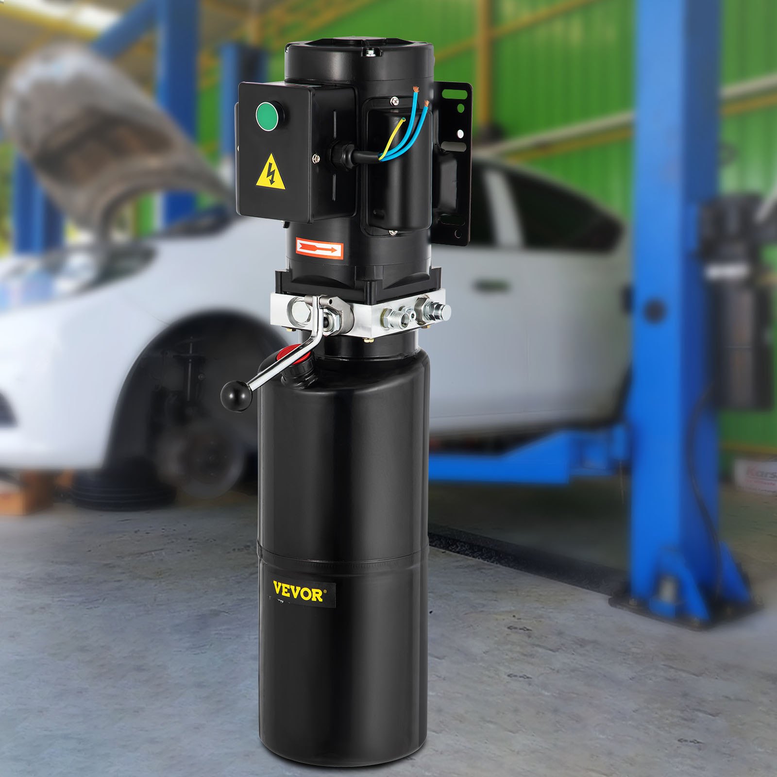 Unidad de potencia hidráulica VEVOR de 110 V y 2,64 galones, bomba hidráulica automotriz, elevador de remolque volquete, elevador montado en vehículo, taller de reparación de automóviles, unidad de potencia para elevadores de dos y cuatro postes, polipasto automático.