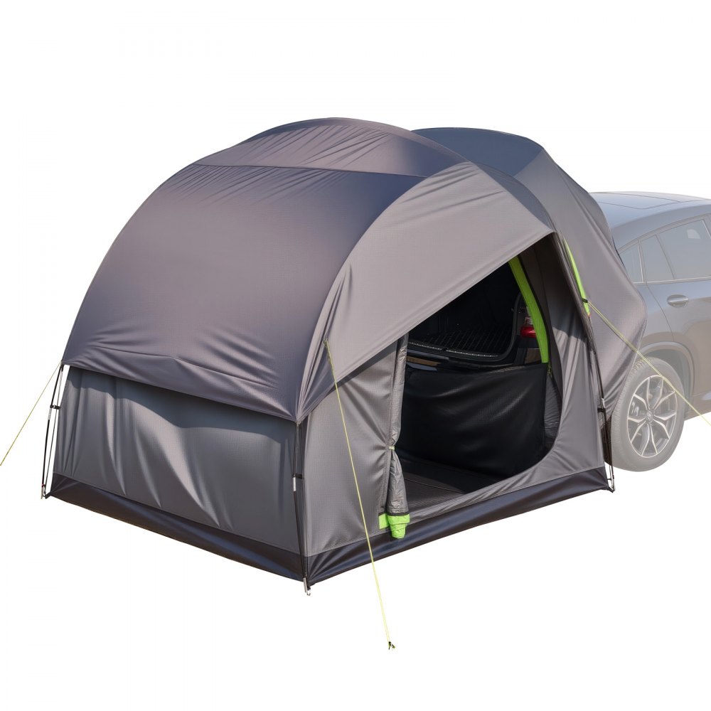 Tienda de campaña VEVOR SUV para acampar, 2,4 m de largo x 2,4 m de ancho, impermeable, PU2000 mm, diseño espacioso de doble capa para 5-8 personas, tienda de campaña SUV con ventanas de malla, incluye toldo y bolsa de almacenamiento, para actividades al aire libre.