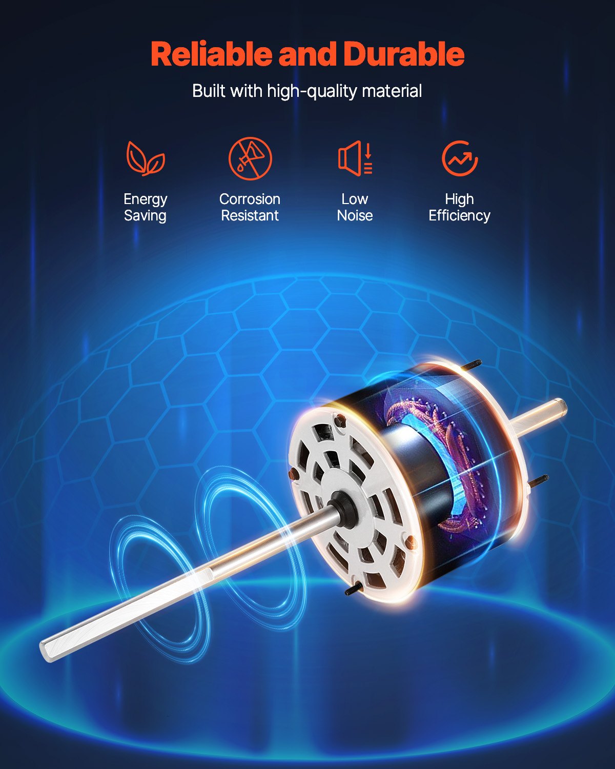 Motor de aire acondicionado para RV VEVOR de 1/3 HP con condensador, CA 115 V, 3 A, 1675 RPM, repuesto para motor de ventilador de CA Coleman Mach para RV. Reemplaza Fasco D1092, 1468-306, 1468-3068, 1468-3069, 7184-0156, 7184-0432.