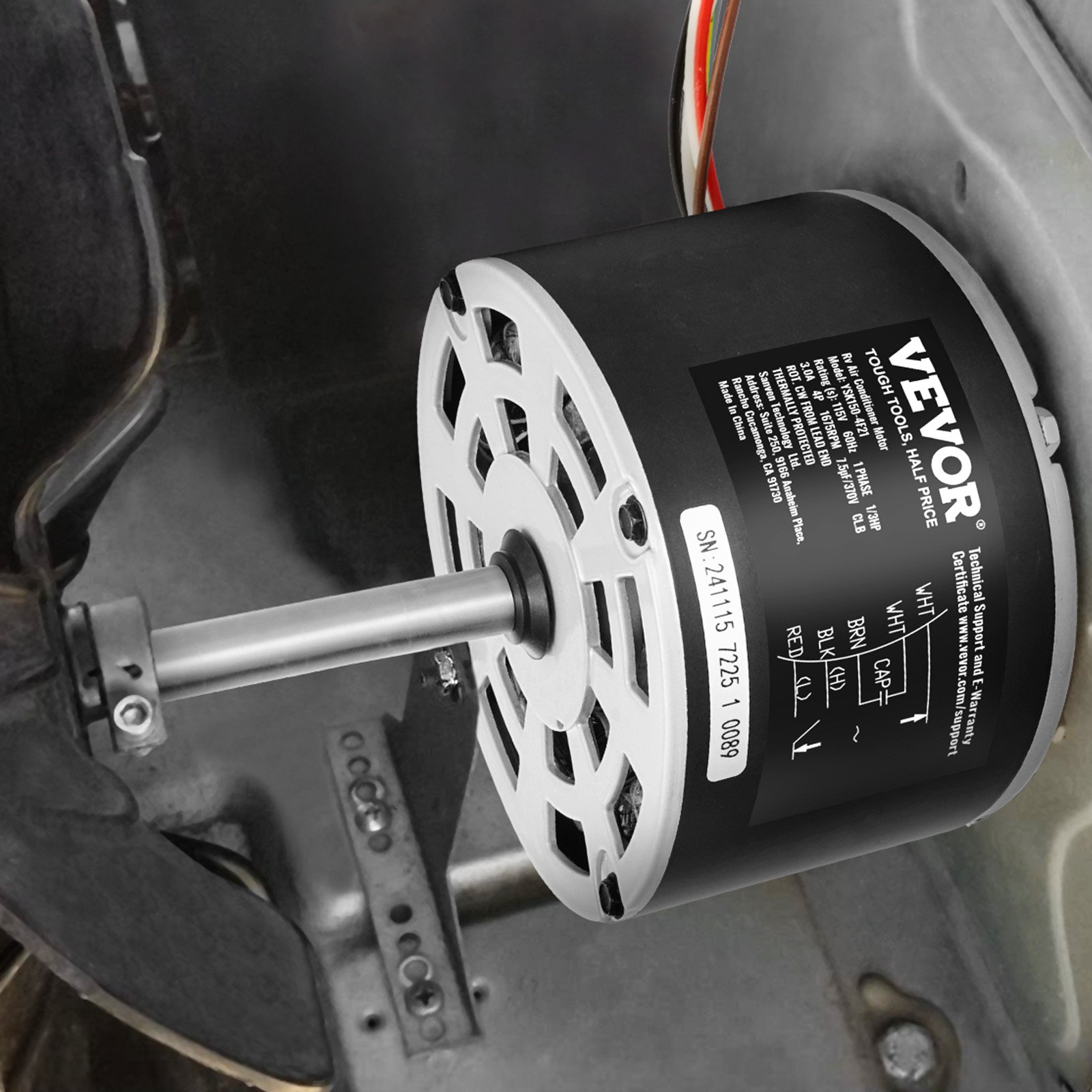 Motor de aire acondicionado para RV VEVOR de 1/3 HP con condensador, CA 115 V, 3 A, 1675 RPM, repuesto para motor de ventilador de CA Coleman Mach para RV. Reemplaza Fasco D1092, 1468-306, 1468-3068, 1468-3069, 7184-0156, 7184-0432.