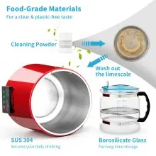 VEVOR 4L Destilador de agua 1L/H Fabricante de agua destilada Temporización y pantalla de temperatura Rojo