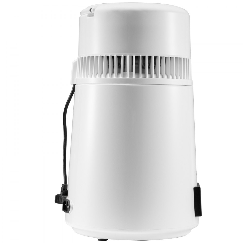 VEVOR Destilador de Agua 4L Filtro de Destilación de Agua con Recipiente de Vidrio 750W 1 L/H Ajuste de Velocidad, Destilación Filtro Purificador 7,9 lbs de Acero Inoxidable con Pantalla Doble, Blanco