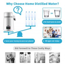 VEVOR Destilador de Agua 1 L/H Fabricante de Agua Destilada Temporización Blanco