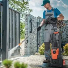 Lavadora a presión eléctrica VEVOR, 2150 PSI, máx. Hidrolavadora de 1,8 GPM, 1800 W con manguera de 26 pies, 4 boquillas de conexión rápida, cañón de espuma, portátil para limpiar patios, automóviles, cercas, entradas de vehículos