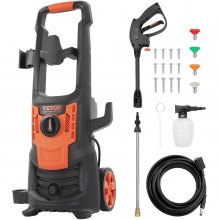 Lavadora a presión eléctrica VEVOR, 2150 PSI, máx. Hidrolavadora de 1,8 GPM, 1800 W con manguera de 26 pies, 4 boquillas de conexión rápida, cañón de espuma, portátil para limpiar patios, automóviles, cercas, entradas de vehículos