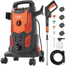 Lavadora a presión eléctrica VEVOR, 2300 PSI, máx. Hidrolavadora de 1.9 GPM, 1900 W con manguera de 26 pies, 4 boquillas de conexión rápida, cañón de espuma, mango retráctil portátil para limpiar patios, autos, cercas, entradas de vehículos