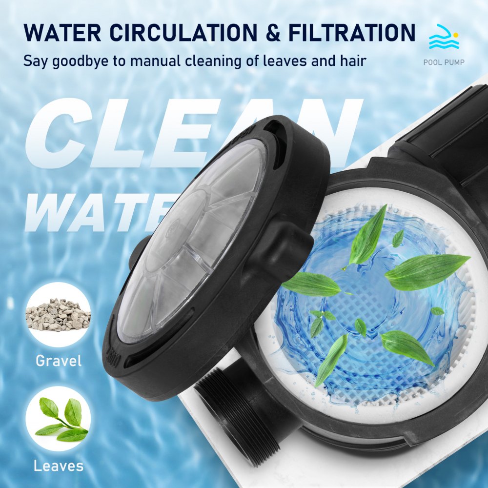 VEVOR Bomba de piscina 2.0HP 115V 1500W, bombas de velocidad única para piscina sobre el suelo, potentes bombas de piscina autocebantes con cesta coladora, 5400 GPH máx. Flujo, Certificación ETL
