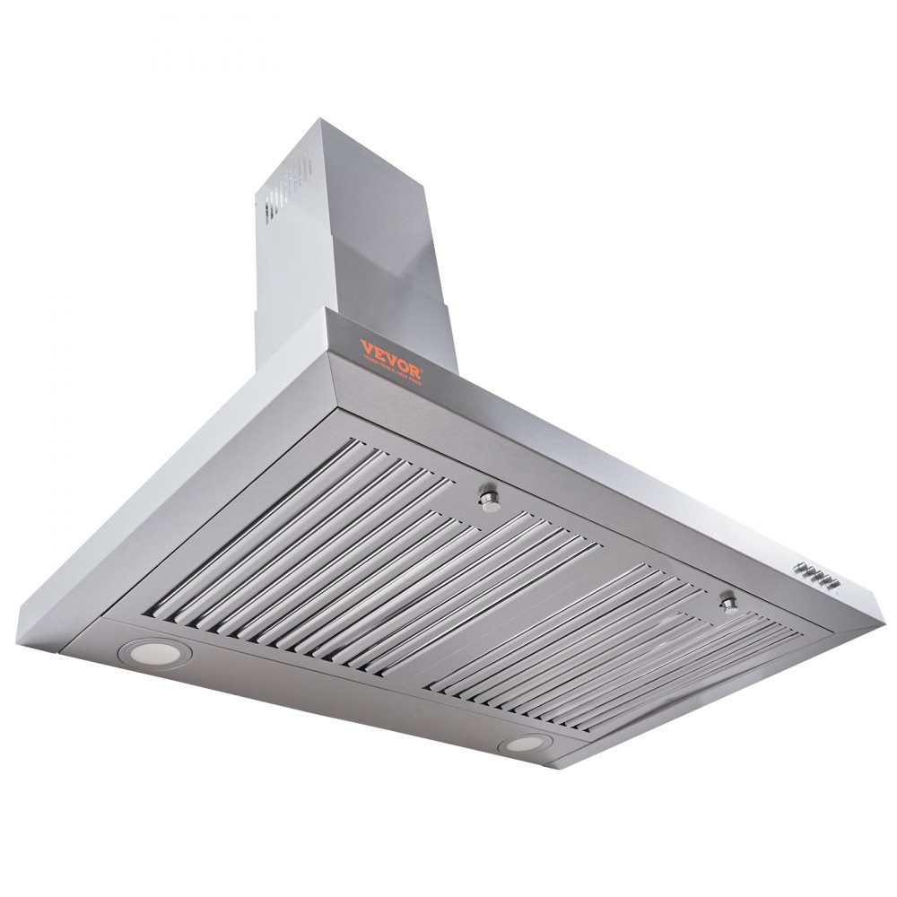 VEVOR Campana extractora de montaje en pared, ventilación de estufa de cocina estilo chimenea sin conductos, filtro permanente de acero inoxidable con ventilador de escape de 3 velocidades, 2 filtros deflectores, luces LED, botón pulsador, plateado (30 pulgadas)
