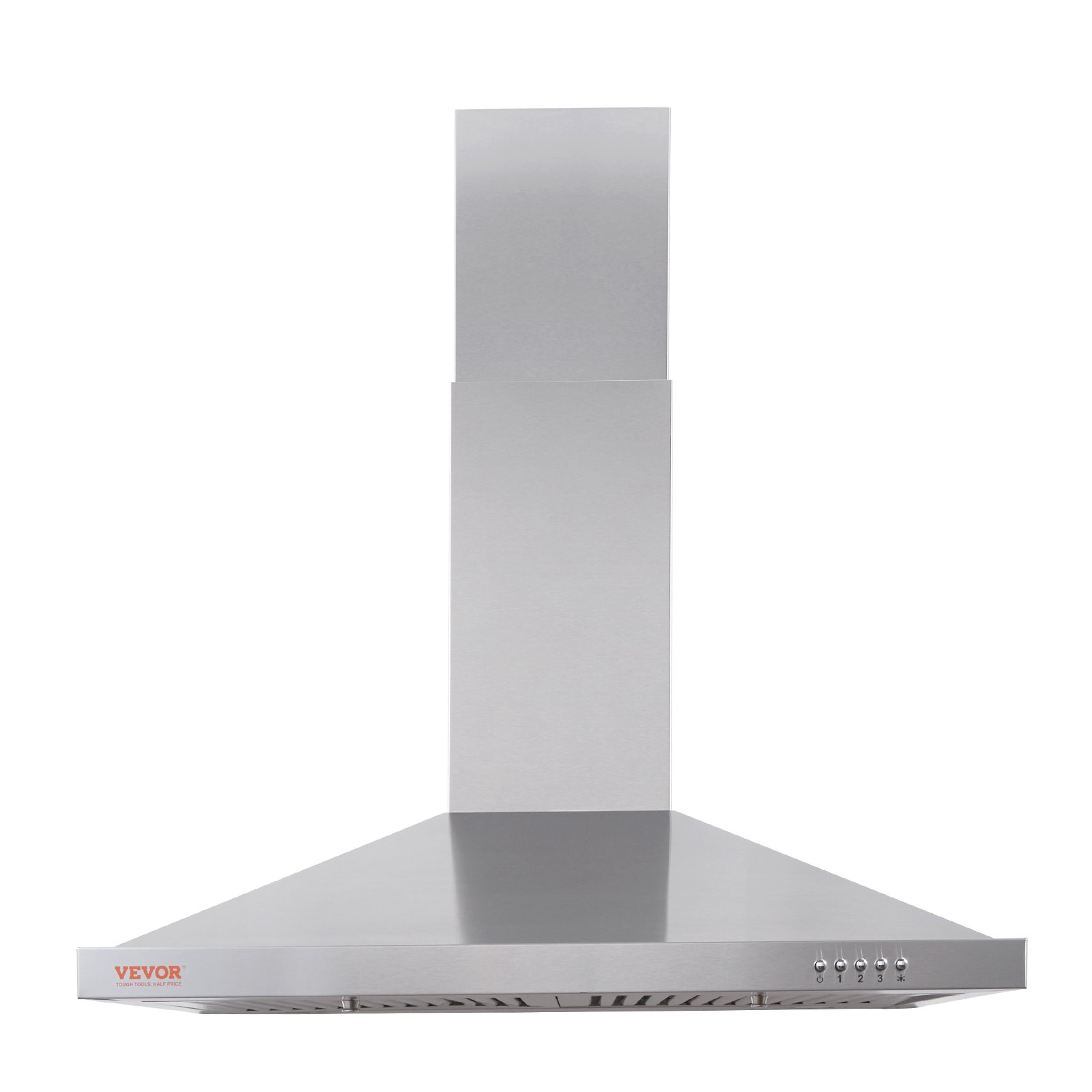 VEVOR Campana extractora de montaje en pared, ventilación de estufa de cocina estilo chimenea sin conductos, filtro permanente de acero inoxidable con ventilador de escape de 3 velocidades, 2 filtros deflectores, luces LED, botón pulsador, plateado (30 pulgadas)