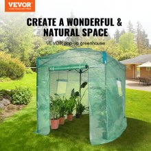 Invernadero emergente VEVOR, invernadero emergente de 8'x 6'x 7.5', configurado en minutos, cubierta de PE de alta resistencia con puertas y ventanas y marco de acero con recubrimiento en polvo, adecuado para plantar y almacenar, verde