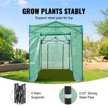 Invernadero emergente VEVOR, invernadero emergente de 8'x 6'x 7.5', configurado en minutos, cubierta de PE de alta resistencia con puertas y ventanas y marco de acero con recubrimiento en polvo, adecuado para plantar y almacenar, verde