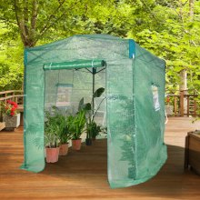 Invernadero emergente VEVOR, invernadero emergente de 8'x 6'x 7.5', configurado en minutos, cubierta de PE de alta resistencia con puertas y ventanas y marco de acero con recubrimiento en polvo, adecuado para plantar y almacenar, verde