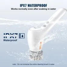 VEVOR Fregadora giratoria eléctrica, cepillo de limpieza eléctrico inalámbrico con dispensador de detergente automático y 2 velocidades ajustables, fregadora de ducha eléctrica portátil con 5 cabezales de cepillo reemplazables para baño, bañera