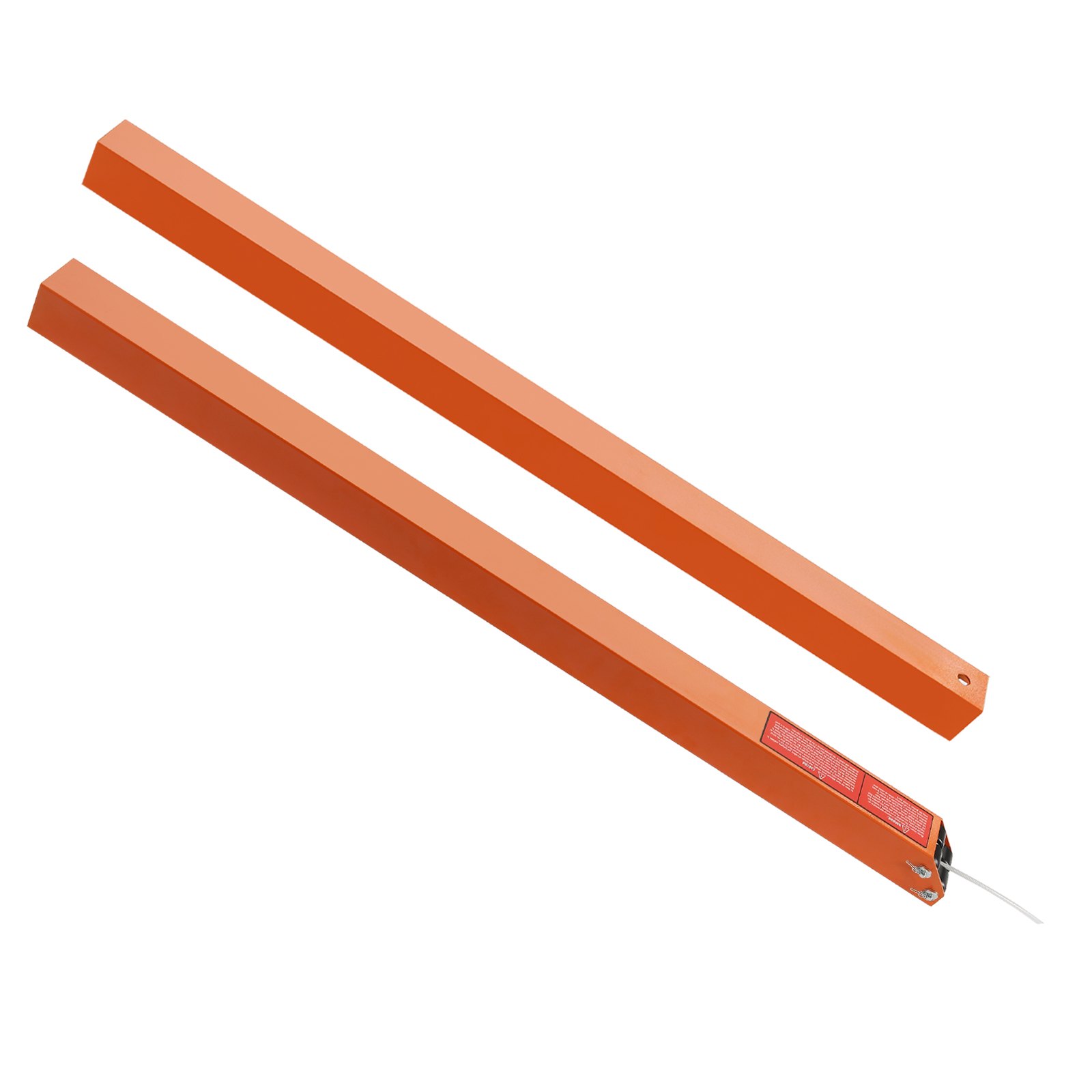 Componentes de asistencia para elevación de portón trasero de remolque VEVOR de color naranja sobre un fondo blanco.