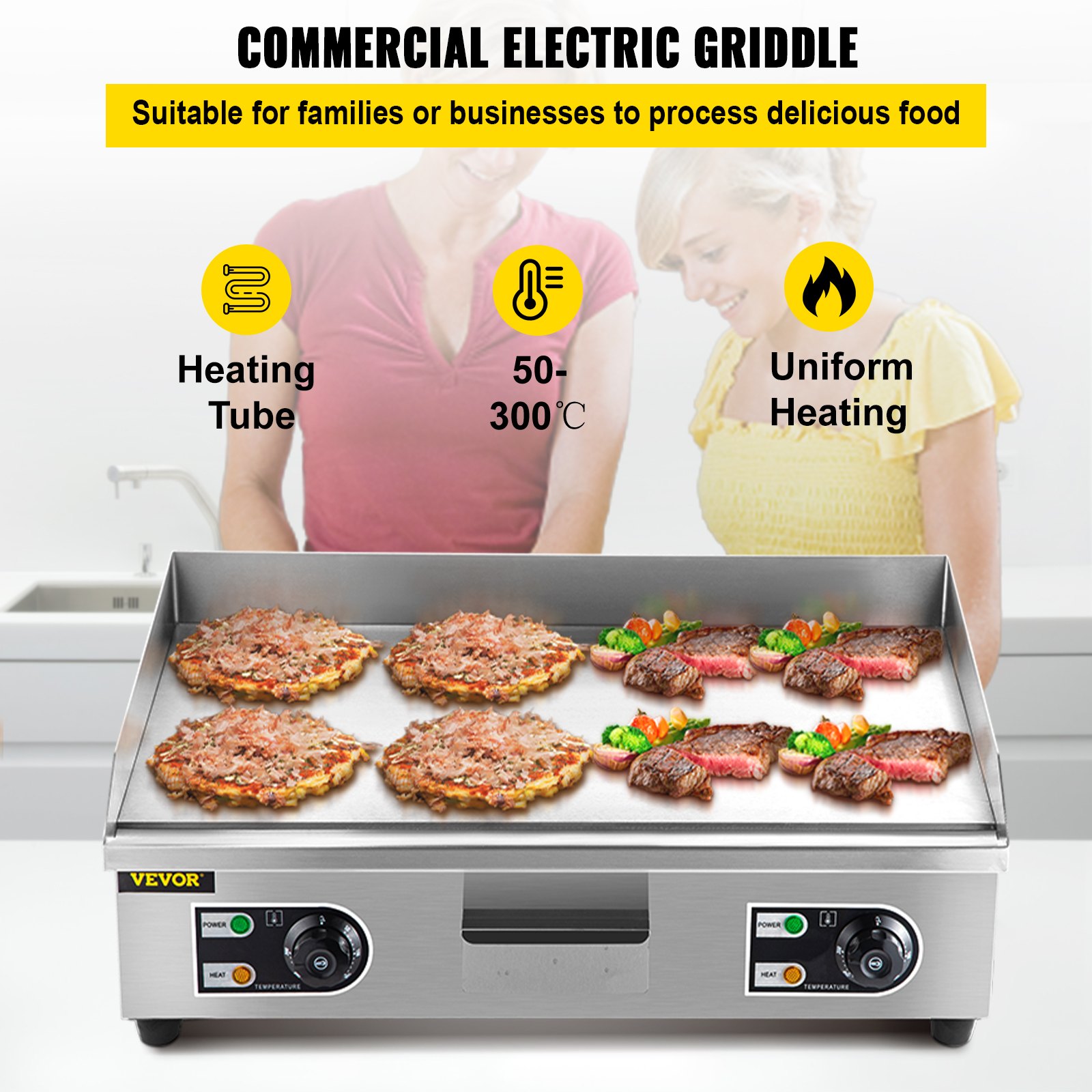 Tuspuzz Plancha de Asar Eléctrica 3200 W Parrilla de BBQ de 26 x 15,7 pulgadas
