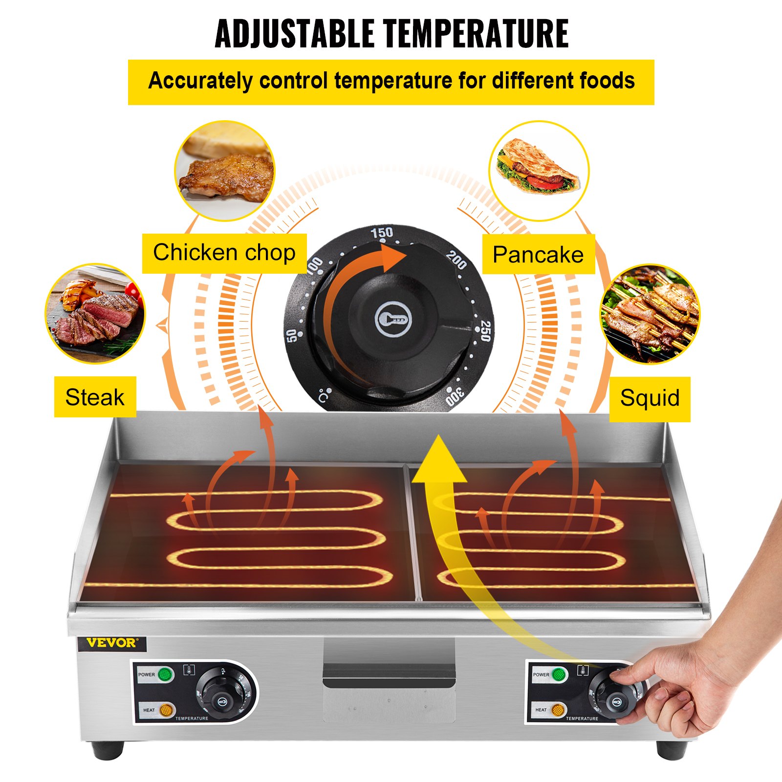 Tuspuzz Plancha de Asar Eléctrica 3200 W Parrilla de BBQ de 26 x 15,7 pulgadas