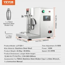 Máquina para hacer batidos VEVOR, batidora comercial de té con leche de 120 W, batidora de un solo cabezal, batidora ajustable de 0 a 180 s, con taza de acero inoxidable de 750 ml, para tienda de té con leche