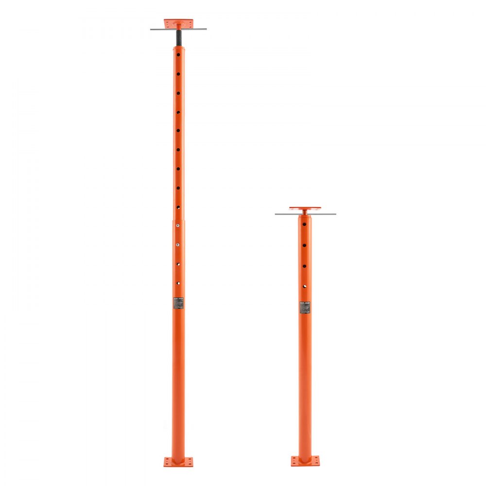 Gatos de piso VEVOR, paquete de 2, rango de altura de 53 a 93 pulgadas, capacidad de carga máxima de 18000 lb, poste de gato de sótano con viga de soporte ajustable para nivelación, poste telescópico de acero de elevación para soporte temporal